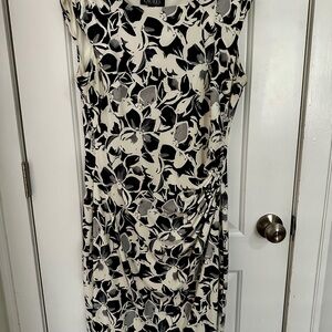 Ralph Lauren Black and Cream Floral Midi Dress